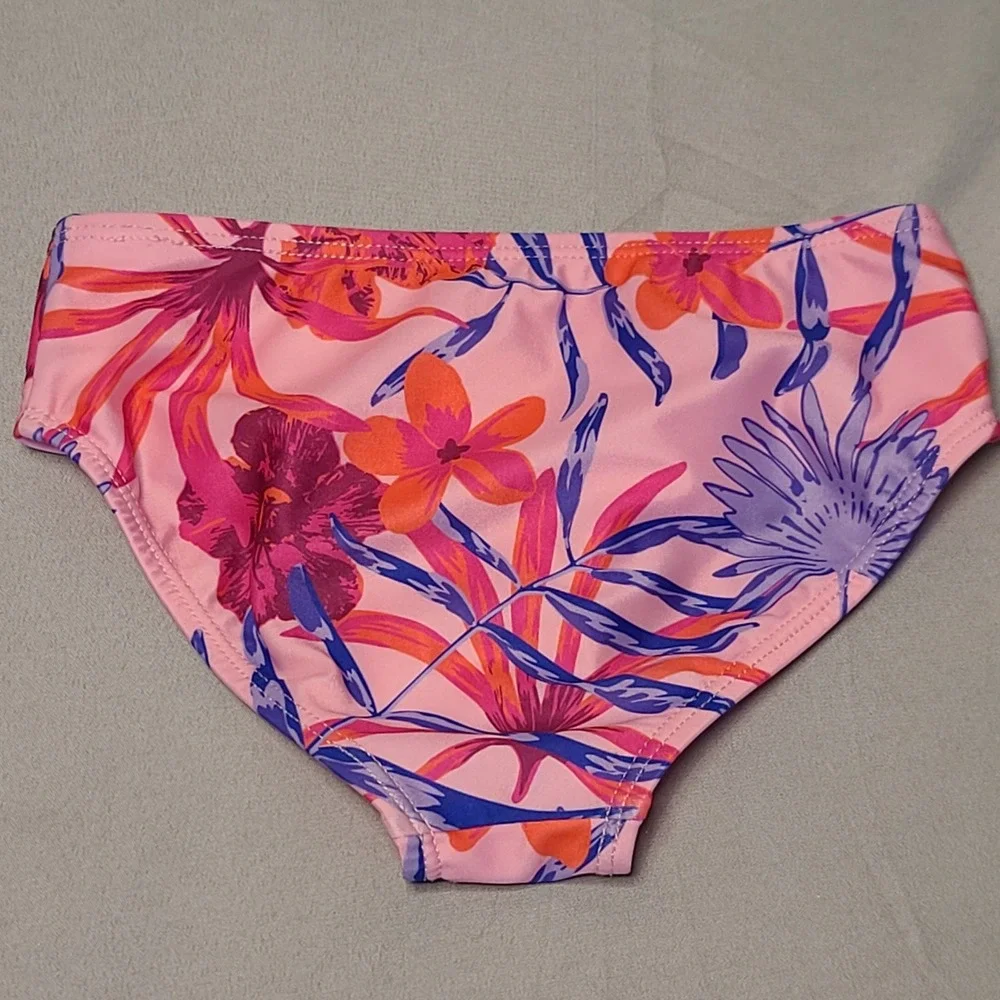Sol Borne Swim Bikini Bottom Girls Size 6/6X Pink Purple Floral‎ Tropical Briefs